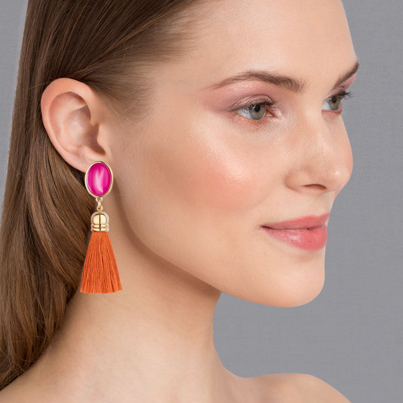 Schöne Ohrclips in Pink und Orange