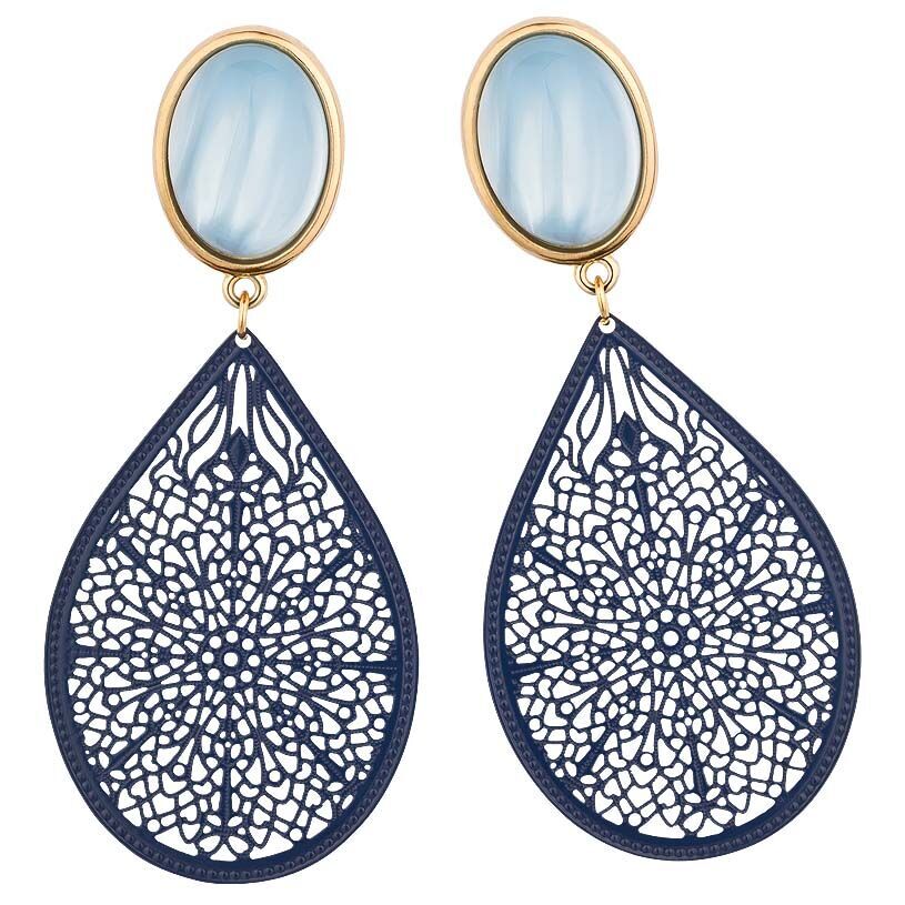 Scöne Ohrringe in Blau mit Ornamenten
