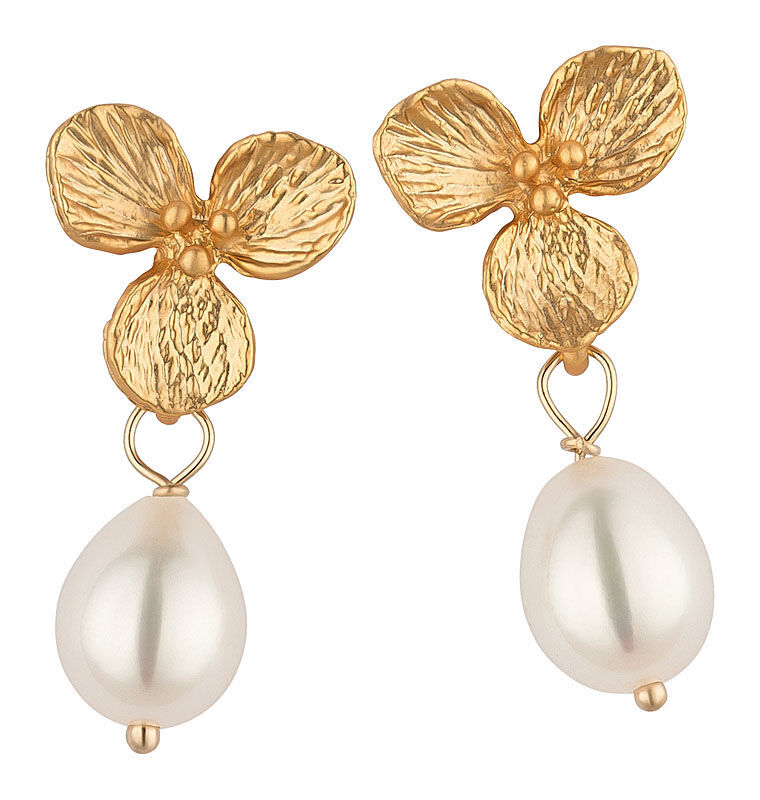 Schöne Ohrringe mit Perlen und echt vergoldet