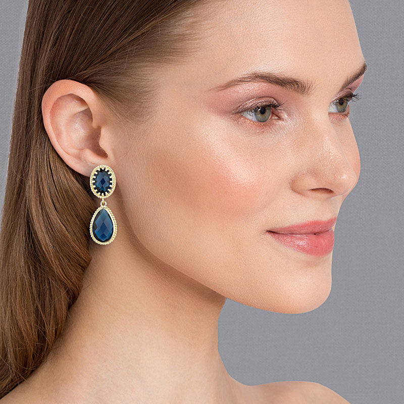 Tropfen Ohrringe in Gold und Blau - edel und schön