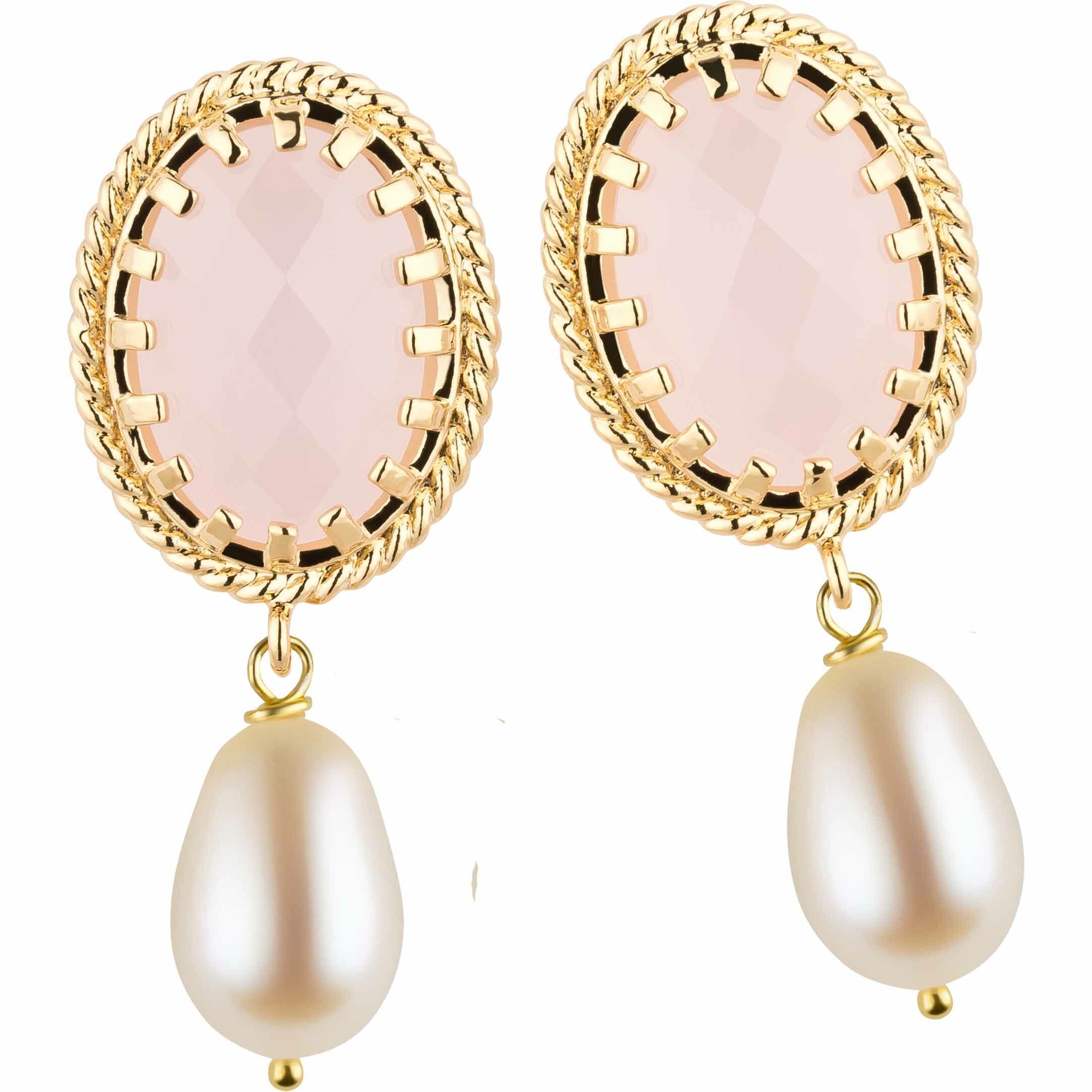 Rosa Ohrringe mit Perlen