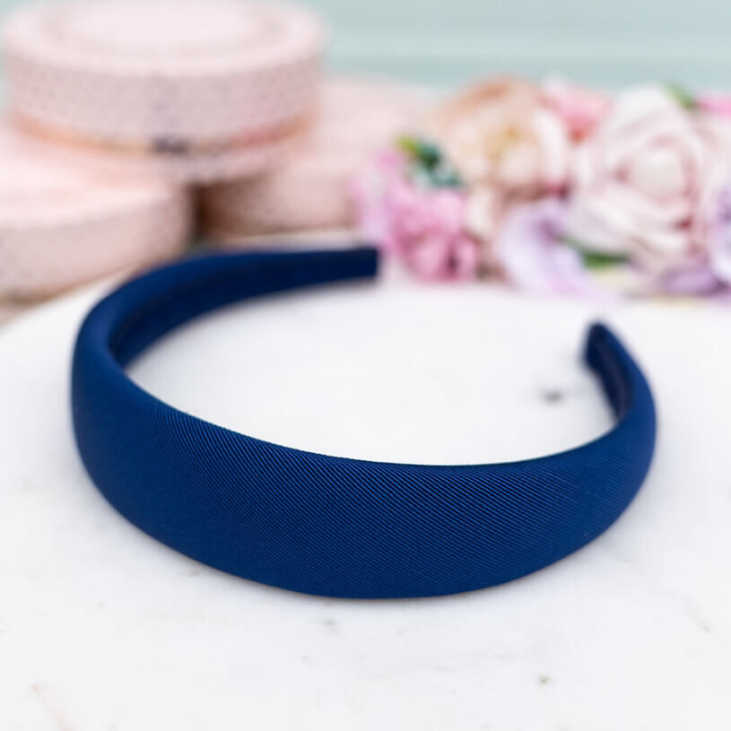Gerippter Satin-Haarreif in Dunkelblau