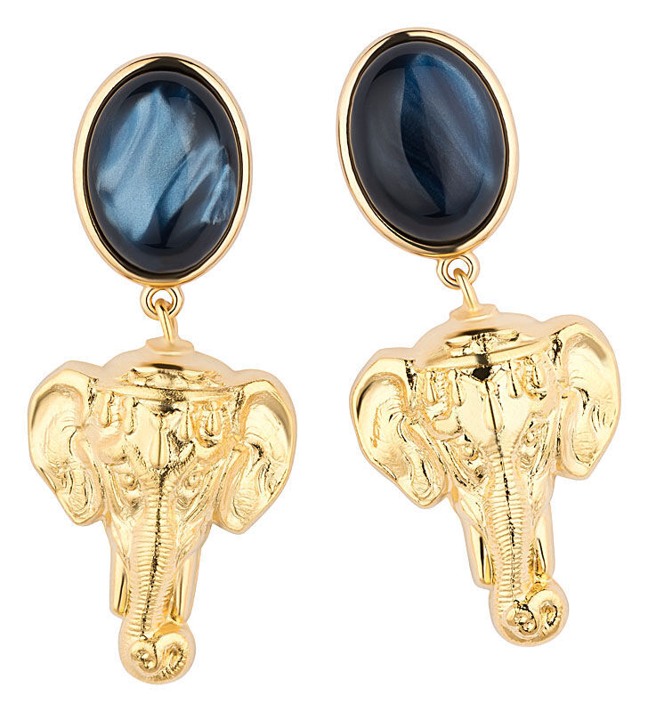 vergoldete Ohrringe mit elefanten 