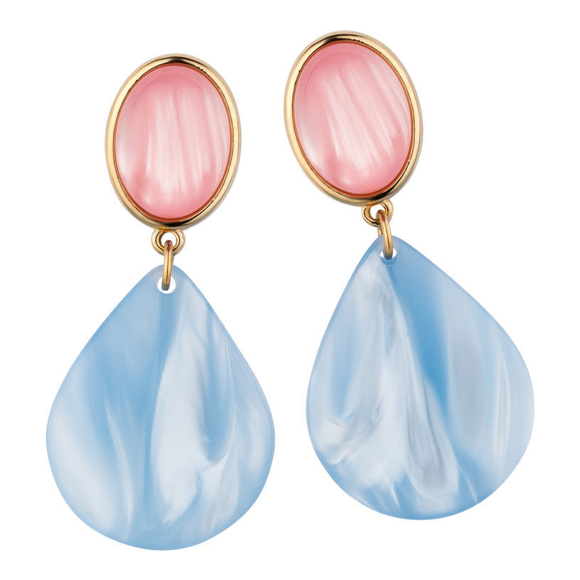 Vergoldete Ohrringe in Rosa und Blau